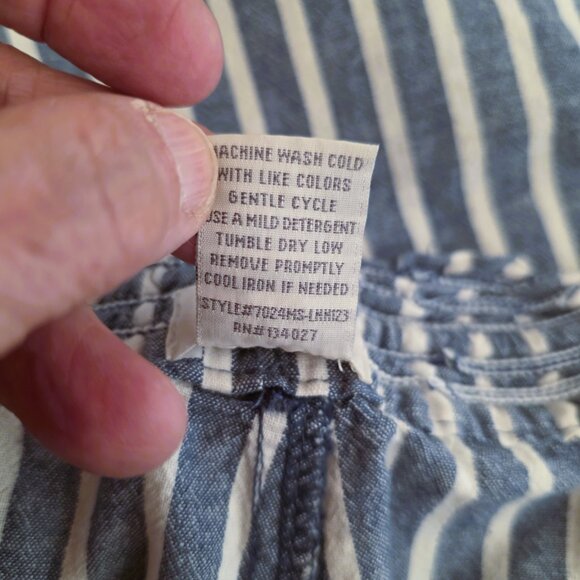 Style Me Navy Blue and White Striped Wide Leg Comfy Casual Pants in Size L - Picture 4 of 4